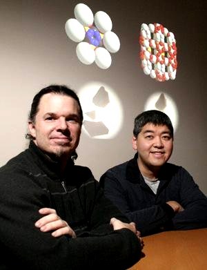 David Cramb (left) and George Shimizu building nanoscopic gas cylinders (Credit: Ken Bendiktsen)