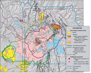 The National Park straddles three overlapping calderas, the crater-like remnants of previous supervolcanic collapses.